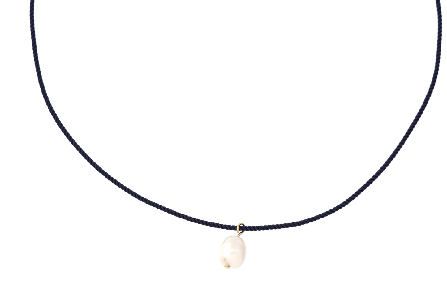 pearl + navy cord necklace - Necklaces - VUE by SEK