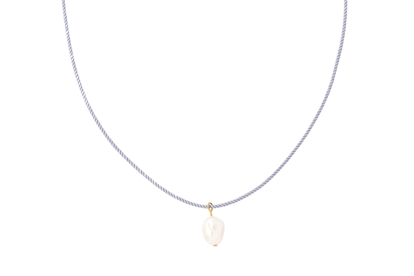 pearl + light blue cord necklace - Necklaces - VUE by SEK