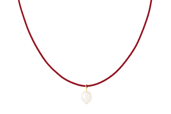 pearl + red cord necklace - Necklaces - VUE by SEK