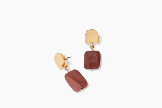 gold dome +maroon jasper earrings - Earrings - VUE by SEK