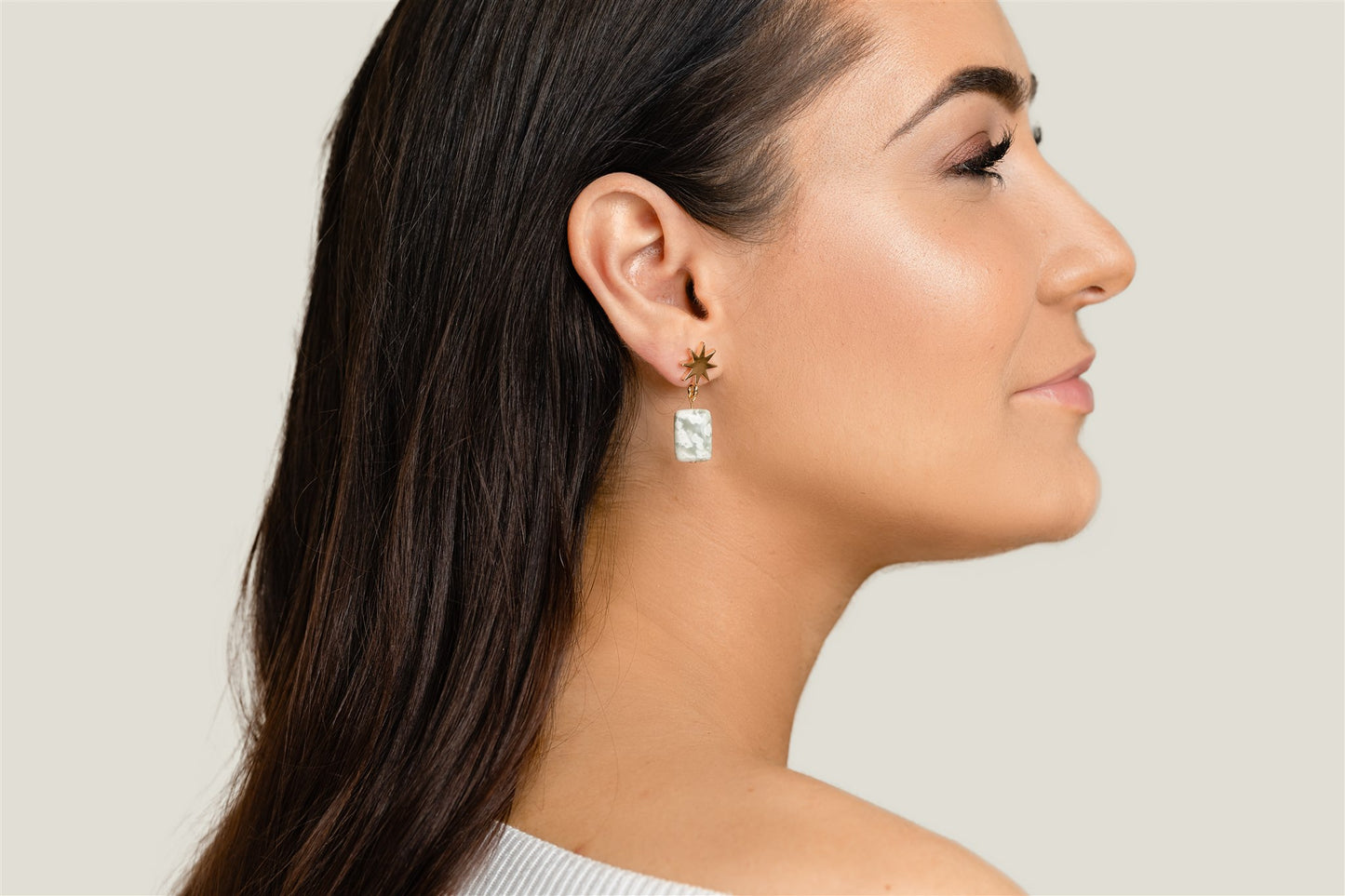 gold star + peace jasper earrings - gold star + peace jasper earrings - VUE by SEK